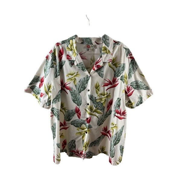 Hilo Hattie Bird of Paradise Tropical Floral Button Up Hawaiian Camp Shirt 2XL - Picture 1 of 10